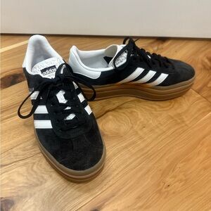 Adidas Women's Black and White Suede Sneakers